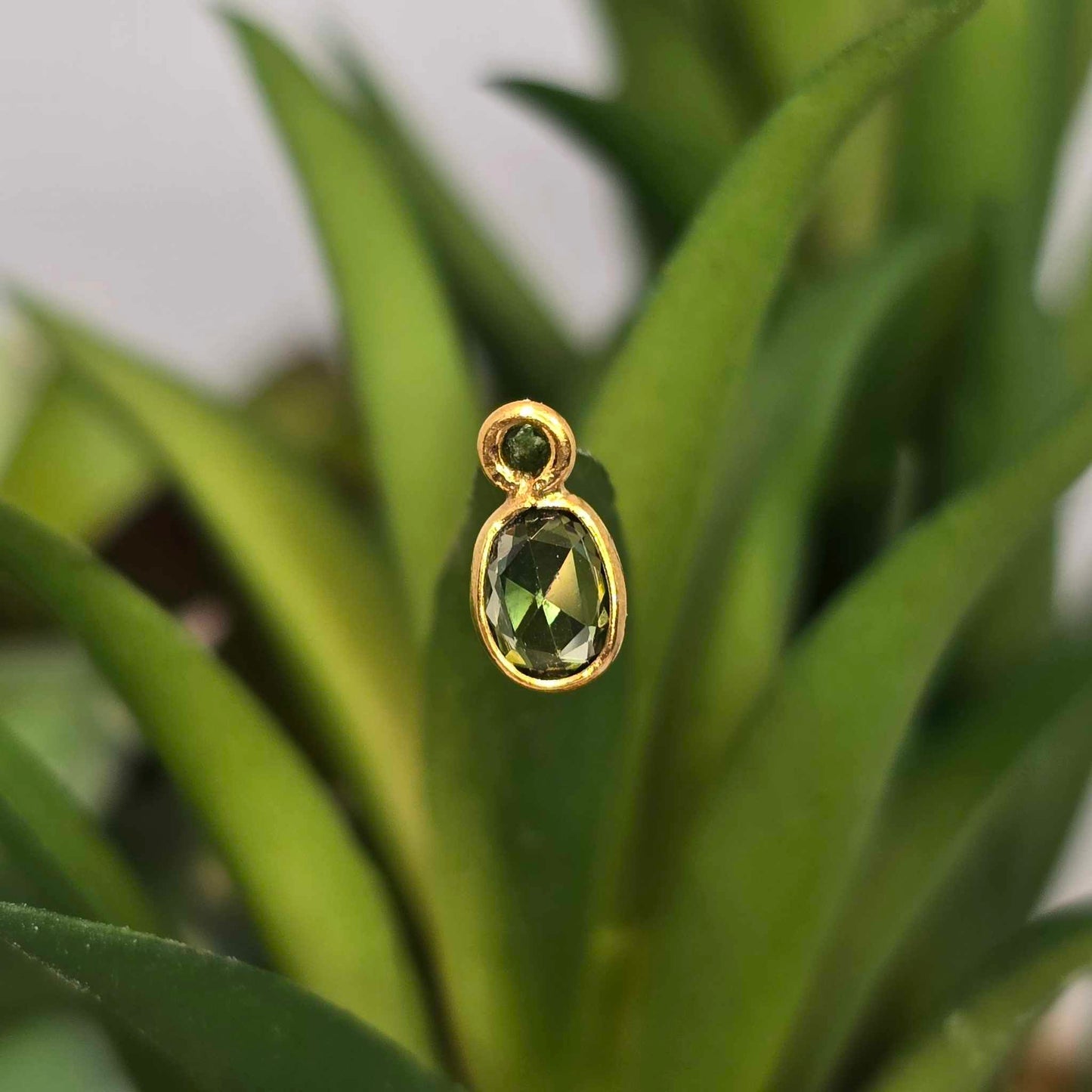14k Gold Oval Cut Faceted Gemstone Bezel Charms