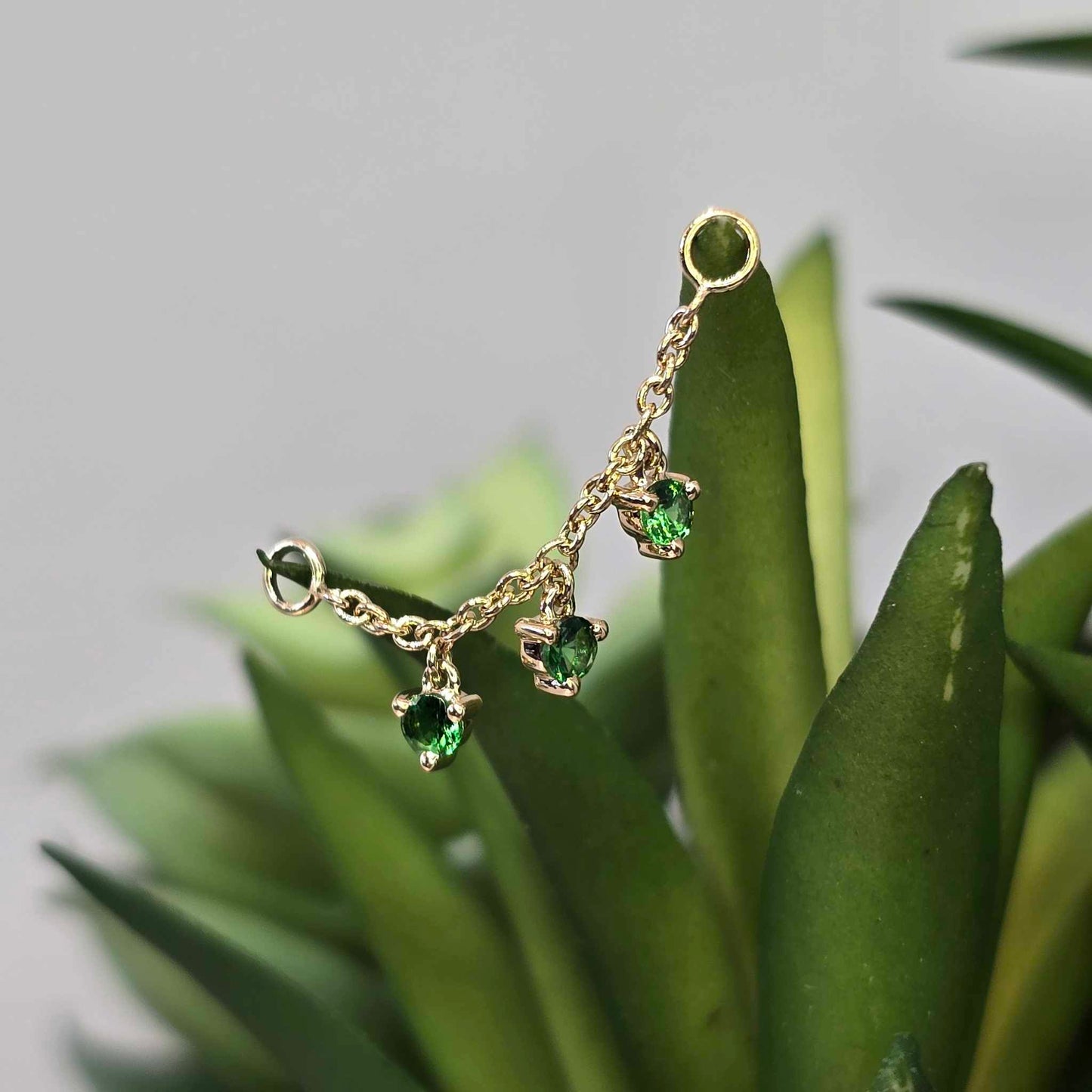 14k Gold Chain with Dripping Gemstones
