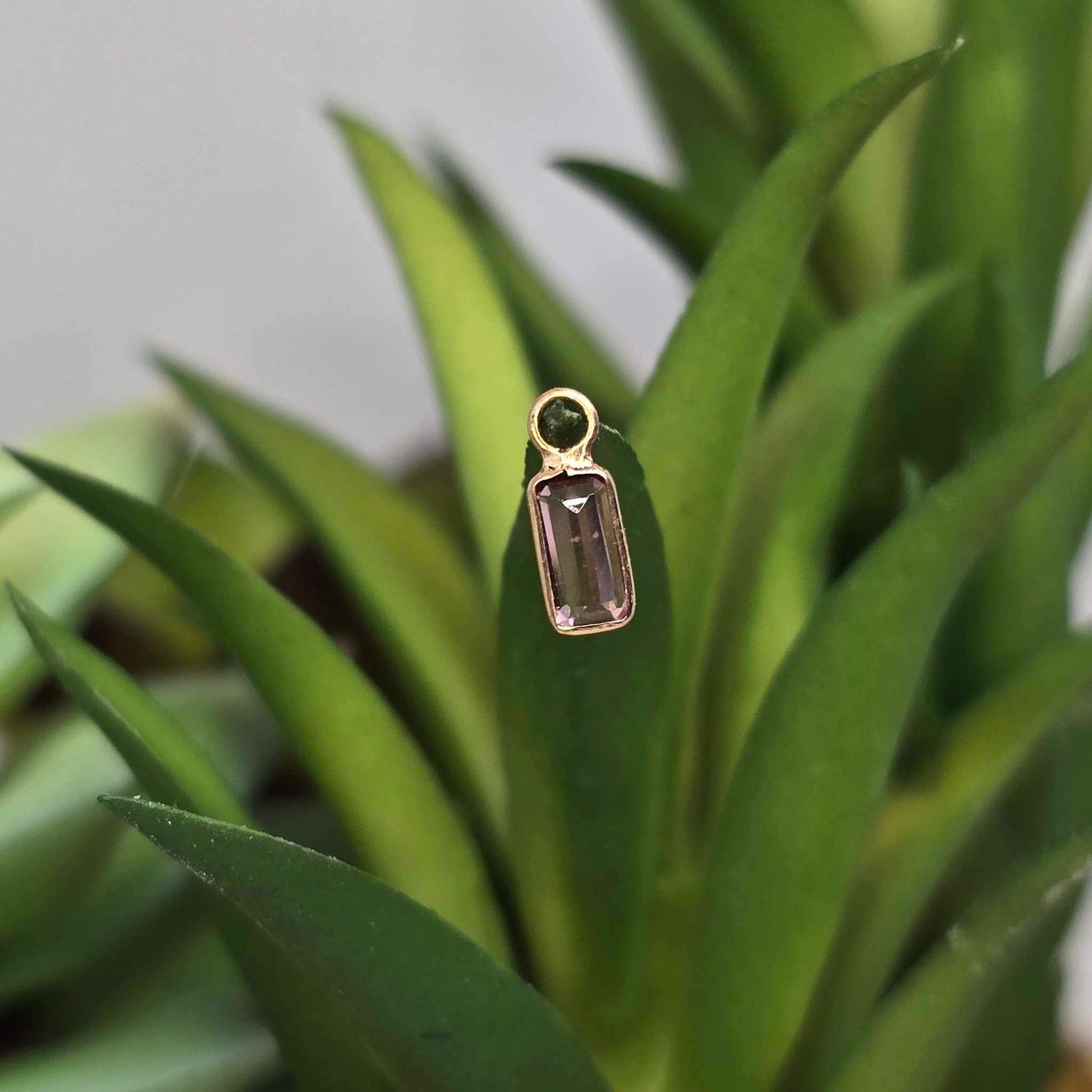 14k Emerald Cut Faceted Gemstone Bezel Charms