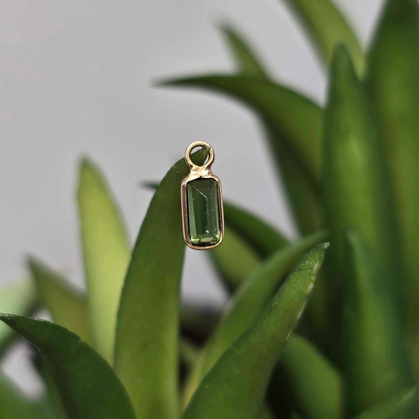14k Emerald Cut Faceted Gemstone Bezel Charms