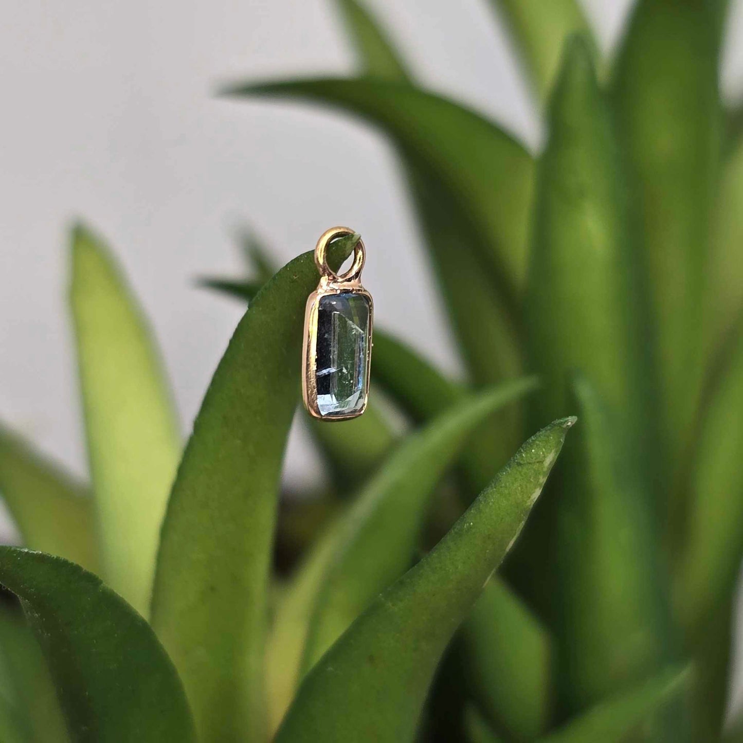 14k Emerald Cut Faceted Gemstone Bezel Charms