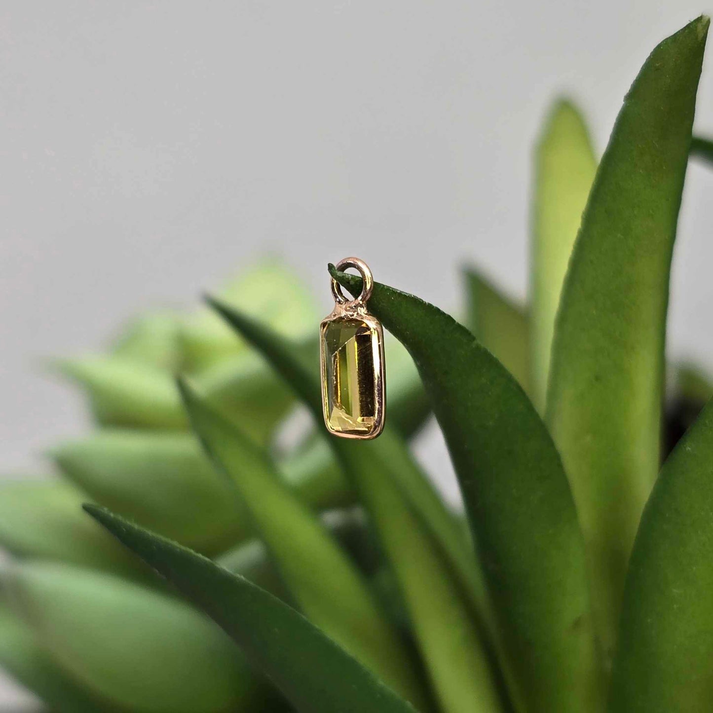 14k Emerald Cut Faceted Gemstone Bezel Charms