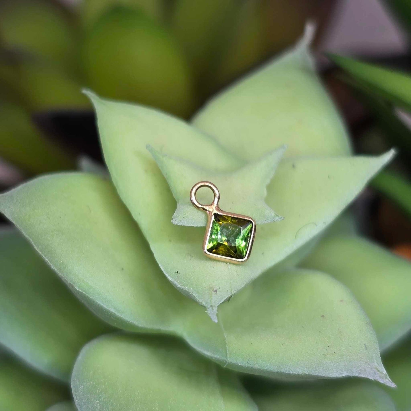 14k Square Cut Faceted Gemstone Bezel Charms