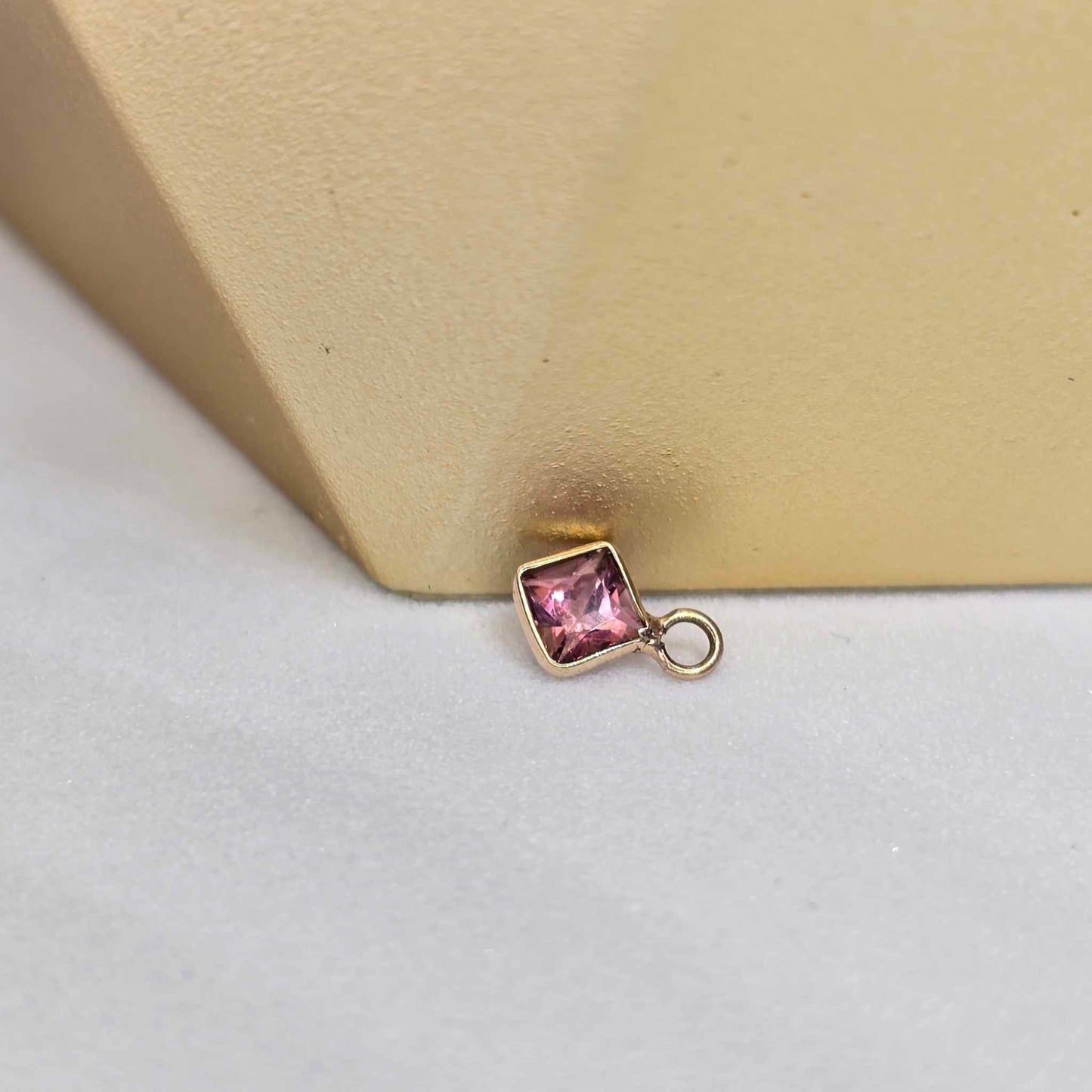 14k Square Cut Faceted Gemstone Bezel Charms