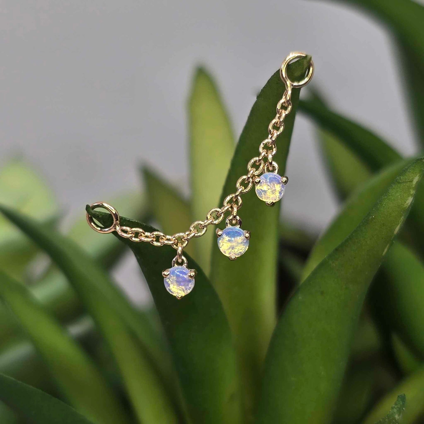 14k Gold Chain with Dripping Gemstones