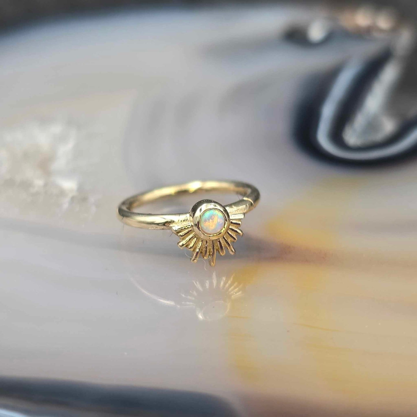 14k Gold Blaze Fixed Ring