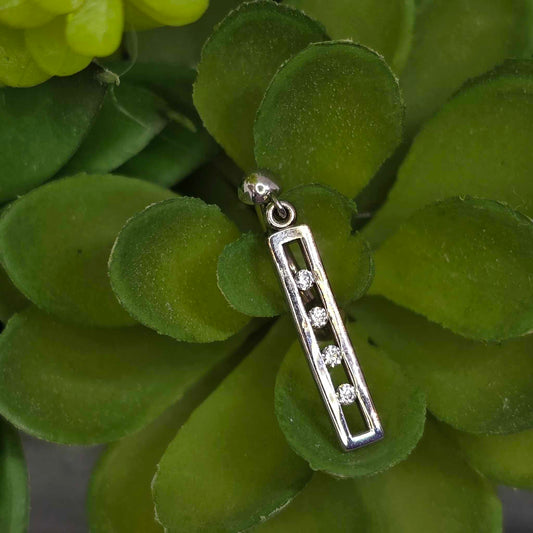 14k Gold 4 Gem Bar Dangle Navel Curve