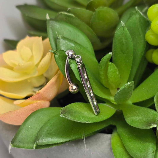 14k Gold 4 Gem Bar Dangle Navel Curve