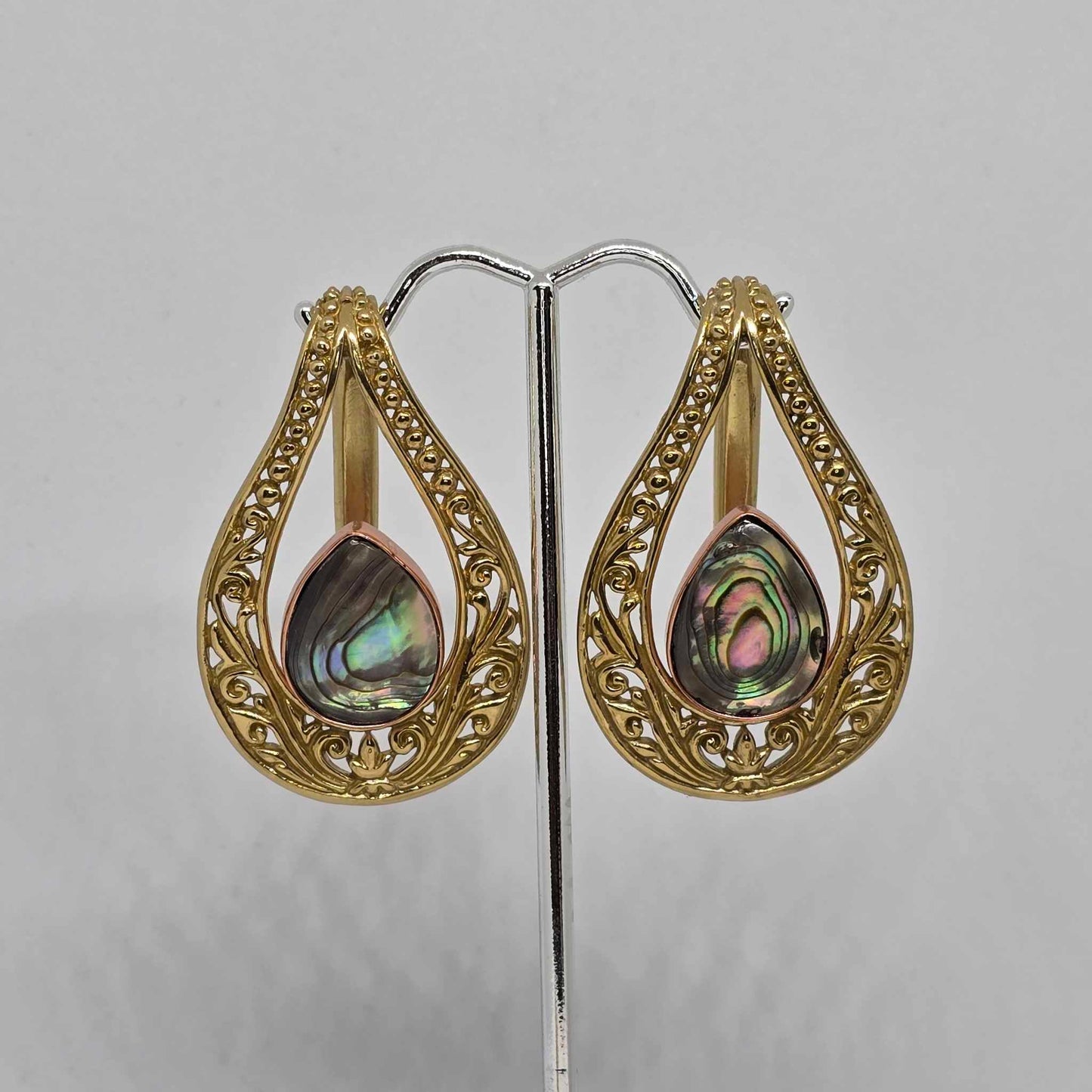 Filigree Abalone Drop Hangers