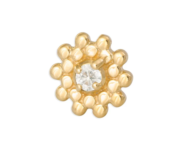 14k Gold Afghan Threadless Pin End