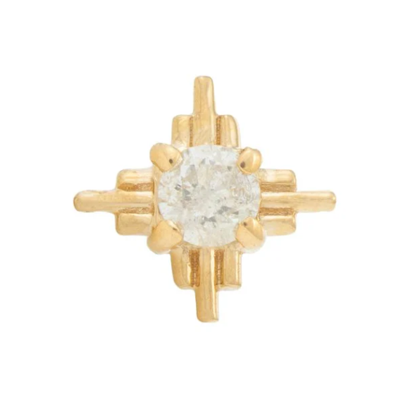 14k Gold Radiant Threadless Pin End