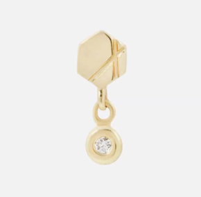 14k Gold Hex Diamond Drop Threadless End