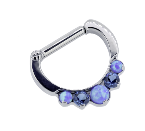 Odyssey Titanium Prong-set Mixed Gem Septum Clicker #28