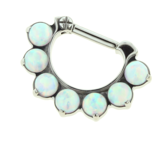 Odyssey Titanium Prong-set Cabochon Gem Septum Clicker #12