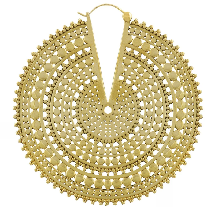 14k Yellow Gold Plated Ultra Afghan Disc Earrings