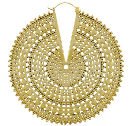 14k Yellow Gold Plated Ultra Afghan Disc Earrings