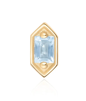 14K Gold Tinker with Blue Topaz Hexagon Threadless Body Jewelry