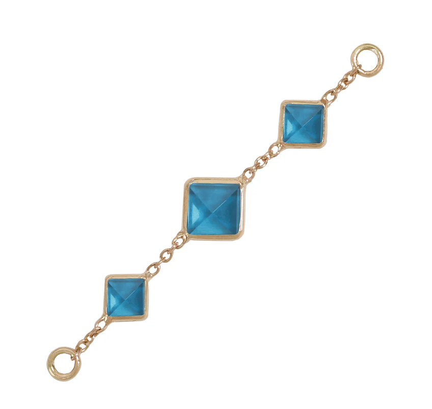 14k Gold Solid Gold Triple Stone Accessory Chain