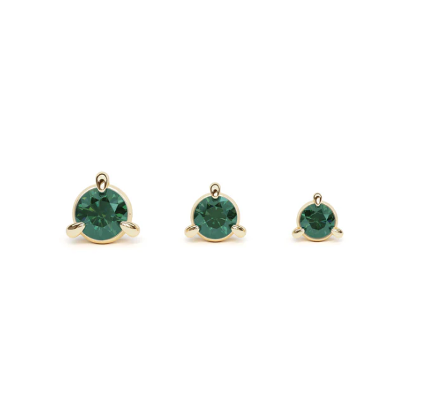 14K Gold 3-Prong Gem Threadless End