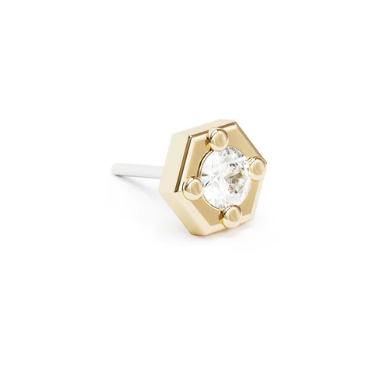 14K Gold Hexagon Threadless End