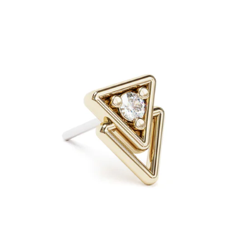 14K Gold Diamond Double Triangle Threadless End