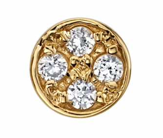 14k Gold 14g Threaded End with Micro Pavé Disc
