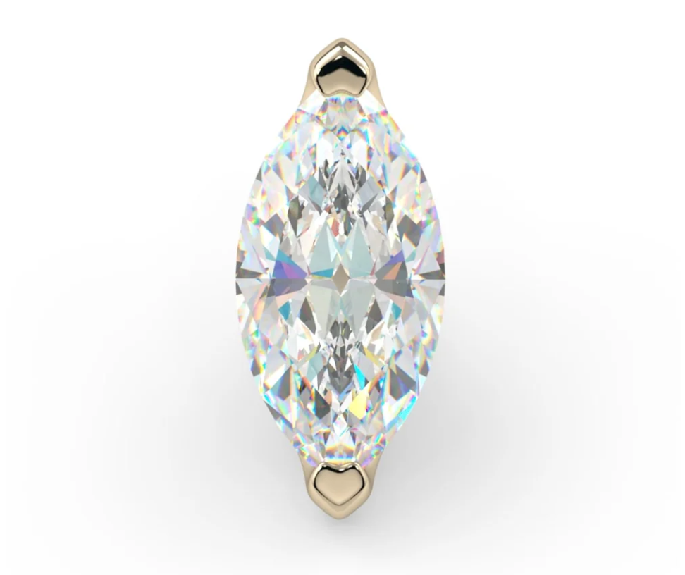 14k Gold Low Profile Marquise Prong Threadless End