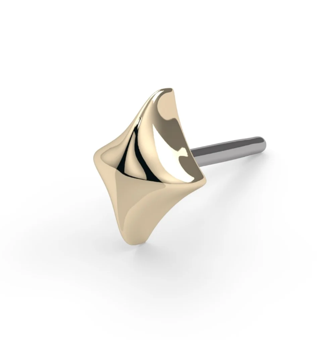14k Gold Puffy Diamond Threadless Pin End