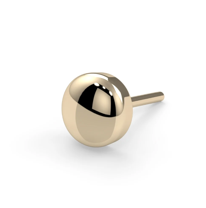 14k Gold Half Dome Threadless Pin End