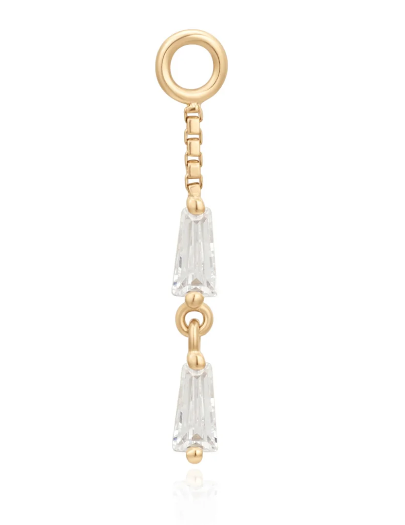 14K Gold Double Trouble Charm with CZs for Rings & Studs