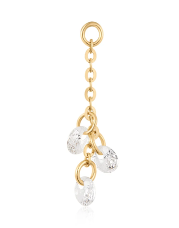 14K Gold Cry Baby Charm with Suspended CZs