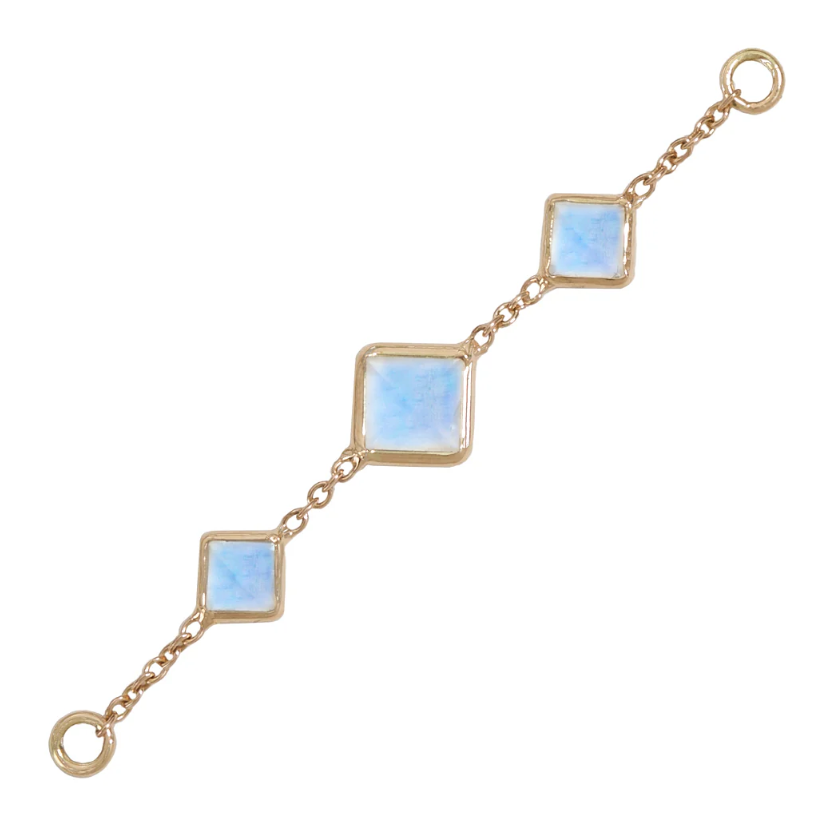 14k Gold Solid Gold Triple Stone Accessory Chain