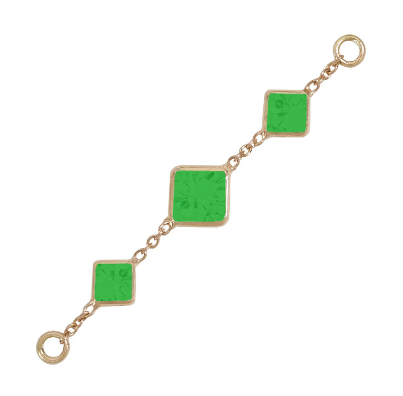 14k Gold Solid Gold Triple Stone Accessory Chain