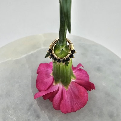 14k Gold Dahlia Snap Ring Clicker