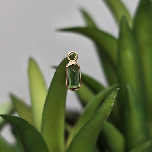 14k Emerald Cut Faceted Gemstone Bezel Charms