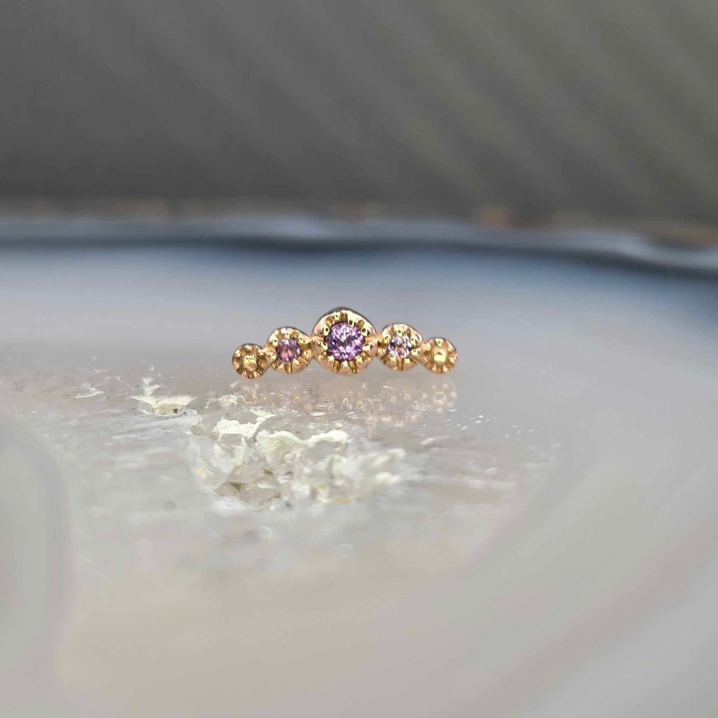 14k Gold Charmed Threadless Pin End