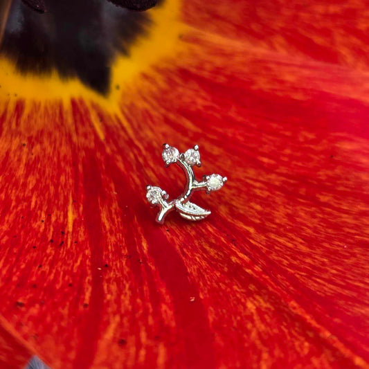 14k Gold Frond Threadless Pin End