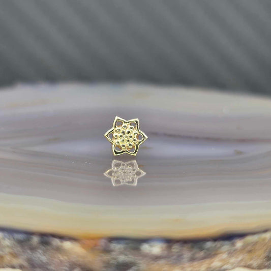 14k Gold Micro Lotus Threadless Pin End