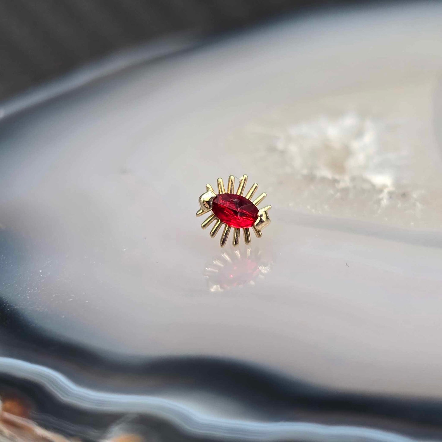 14k Queen Threadless Pin End