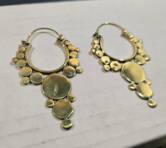 Sun Dot Brass Earrings