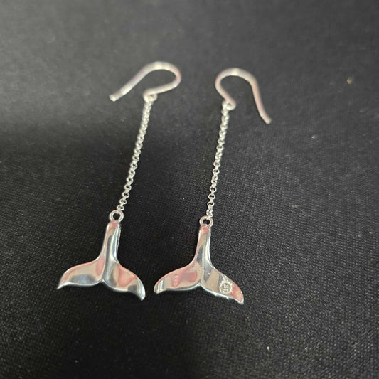 Silver Whale Tail Earrings