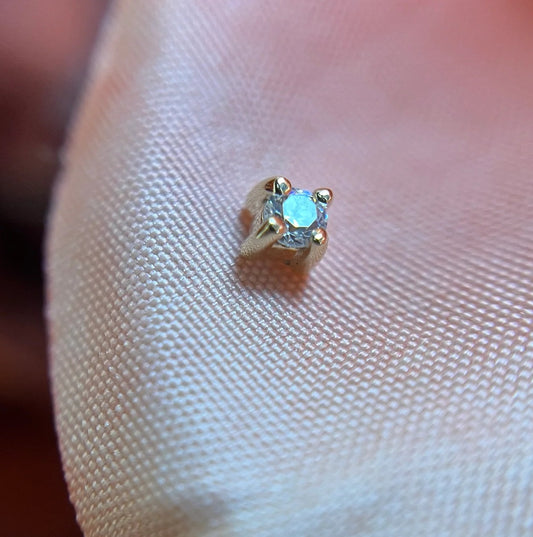 14k Gold 4 Prong Threadless End