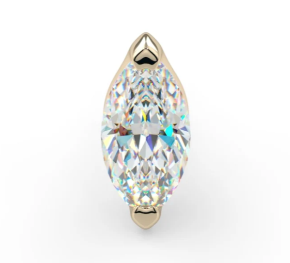 14k Gold Low Profile Marquise Prong Threadless End