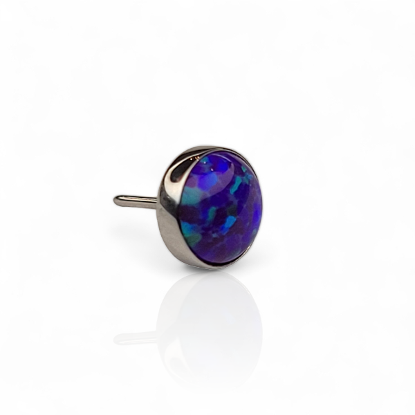 Titanium Threadless Bezel Cabochon Opal Ends (Body Circle)