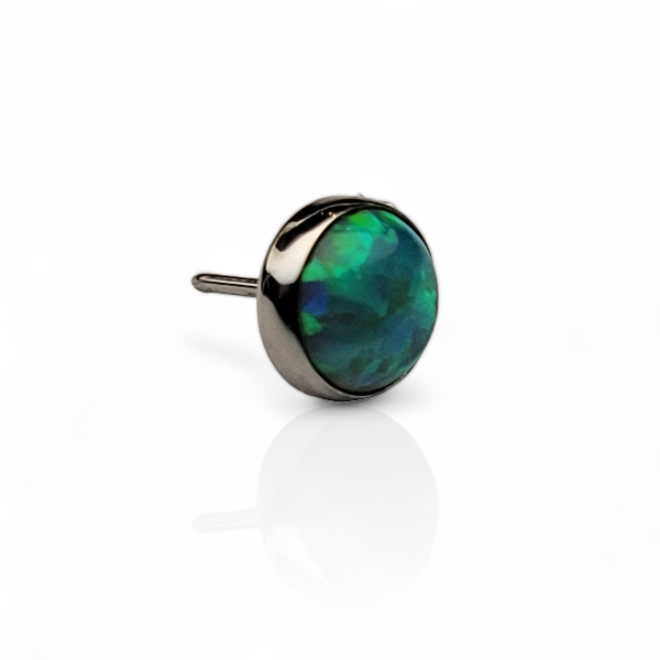 Titanium Threadless Bezel Cabochon Opal Ends (Body Circle)