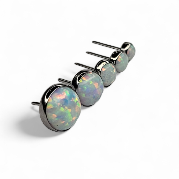 Titanium Threadless Bezel Cabochon Opal Ends (Body Circle)