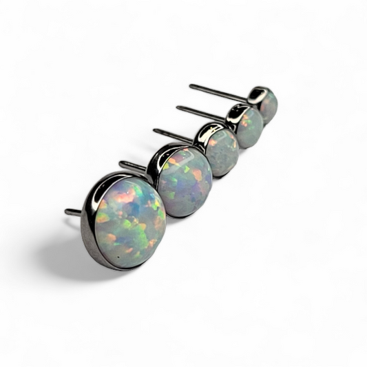 Titanium Threadless Bezel Cabochon Opal Ends (Body Circle)