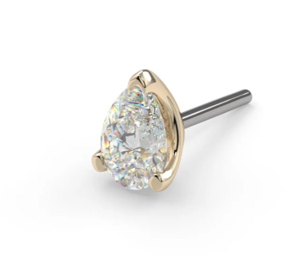 14k Gold Low Profile Pear Prong Threadless End
