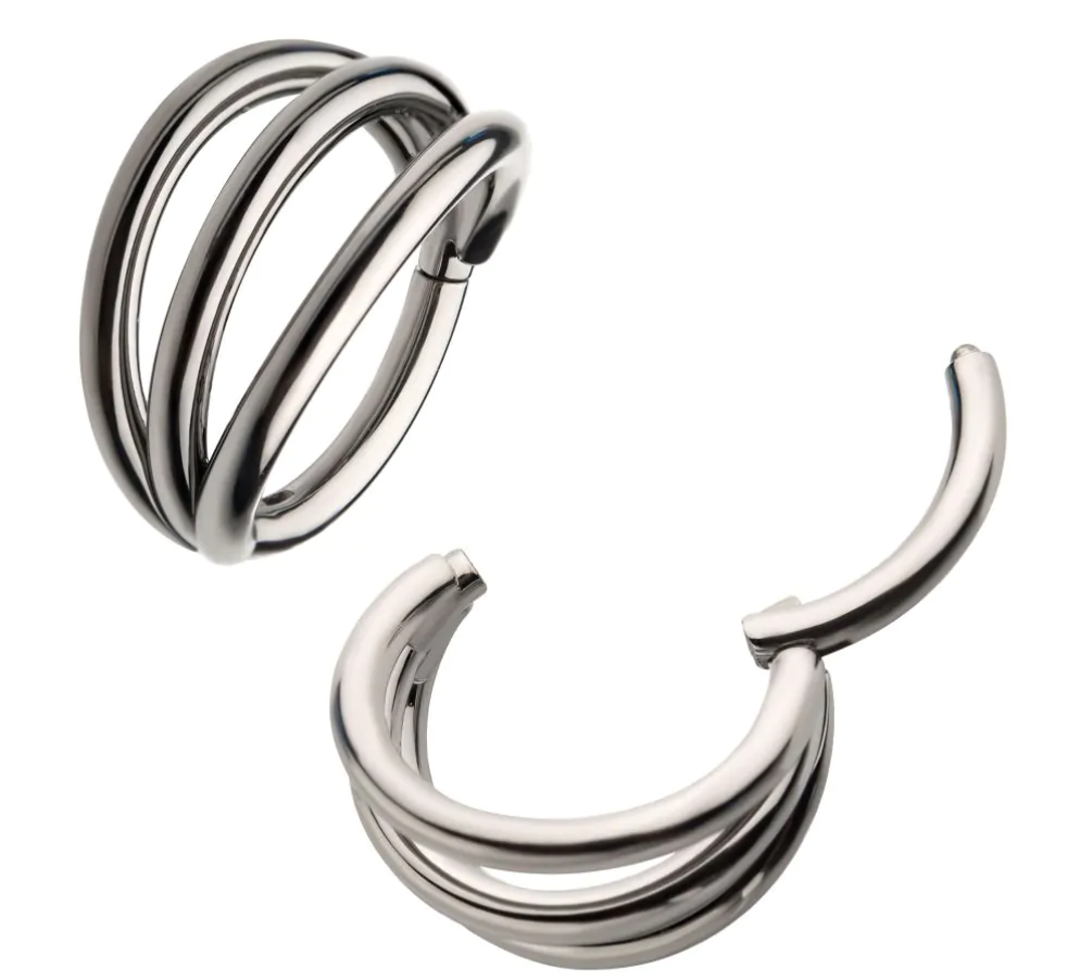Titanium Hinged Clicker 3 Ring Fan Out