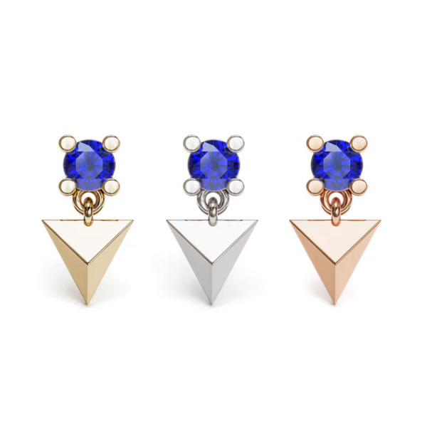 14k Gold Pyramid Dangle Threadless End
